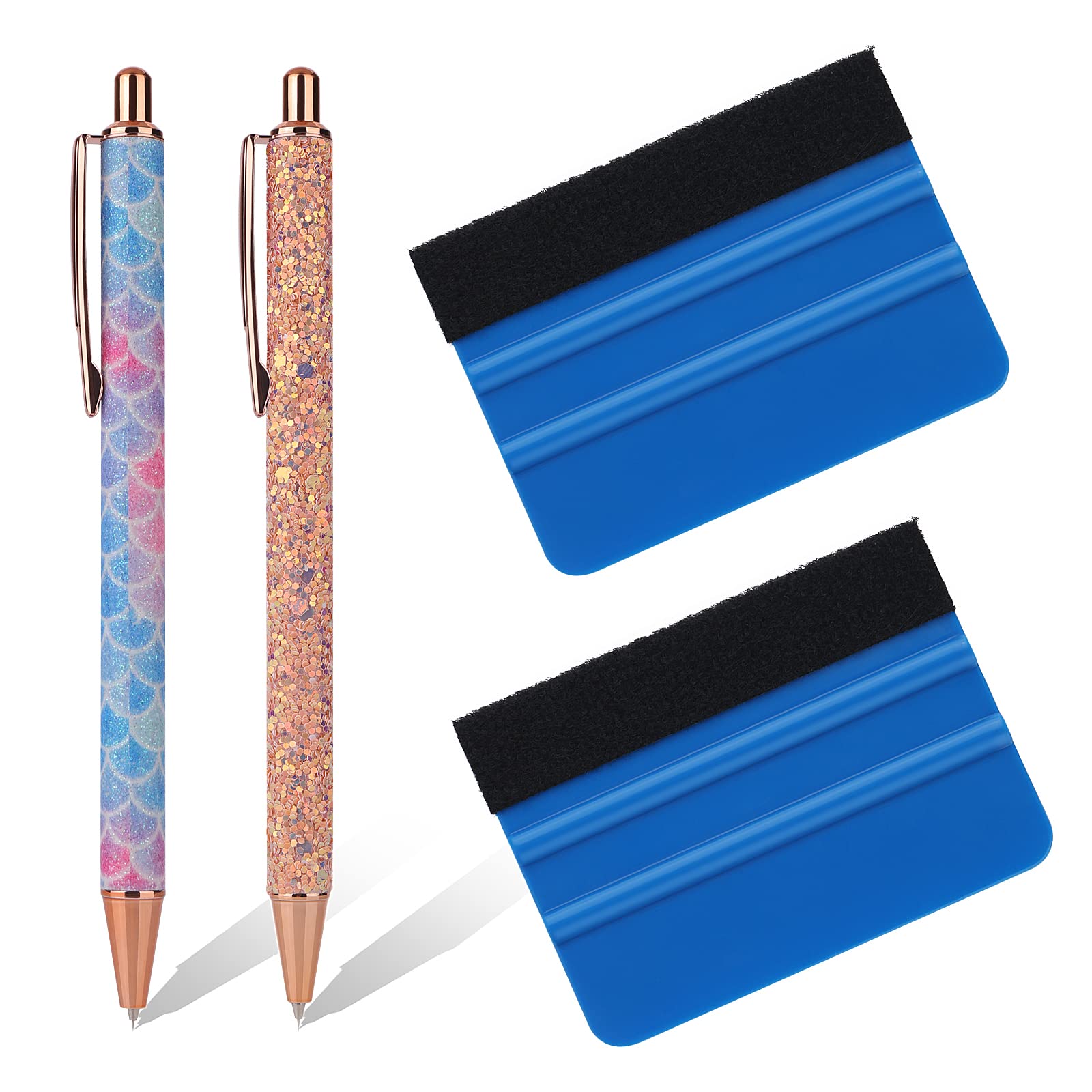 Abeillo Air Release Weeding Pen for Vinyl, Retractable Pin Pen Weeding Tool for Vinyl, 2 Pieces Air Release Tint Tools Pin Pens with 2 Felt Squeegees for DIY Craft
