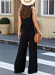 Dokotoo Pants Sets Women 2 Piece Outfits Sleeveless