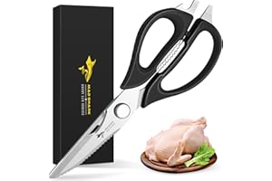 MAD SHARK Kitchen Scissors All Purpose Kitchen Shears Come Apart,Stainless Steel Utility Scissors with Comfort Grip,Heavy Duty Poultry Shears for Food,Chicken,Meat,Fish,Dishwash Safe(BLACK)