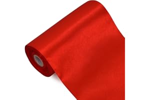 TONIFUL 6 inch x 22yd Wide Red Satin Ribbon Solid Fabric Large Ribbon for Grand Opening Cutting Ceremony Wedding Birthday Party Decoration Gift Craft Chair Sash Table Car Bows Indoor or Outdoor