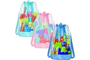Sand Toy Bag - 3pcs Mesh Travel Sand Toy Backpack for Sandbox Bucket, Waterproof & Lightweight, Ideal for Beach, Garden and T