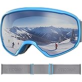 TICONN Ski Goggles Anti-Fog, UV Protection OTG Snowboard Goggles, Compatible with Helmets for Men Women