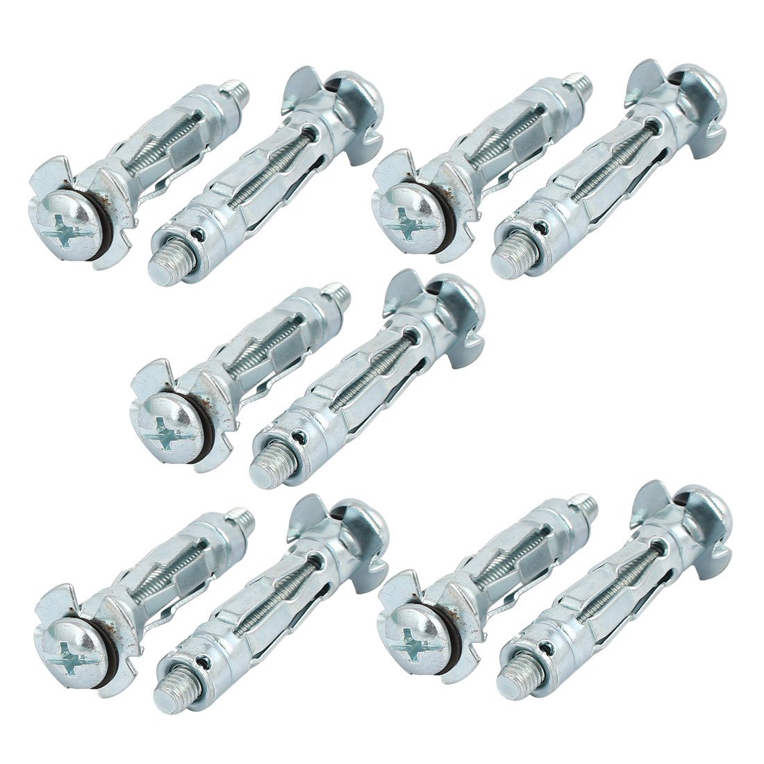 Sourcingmap 10pcs M5x37mm Thread Expansion Bolt Sleeve Anchor for 6mm-13mm Hollow Wall