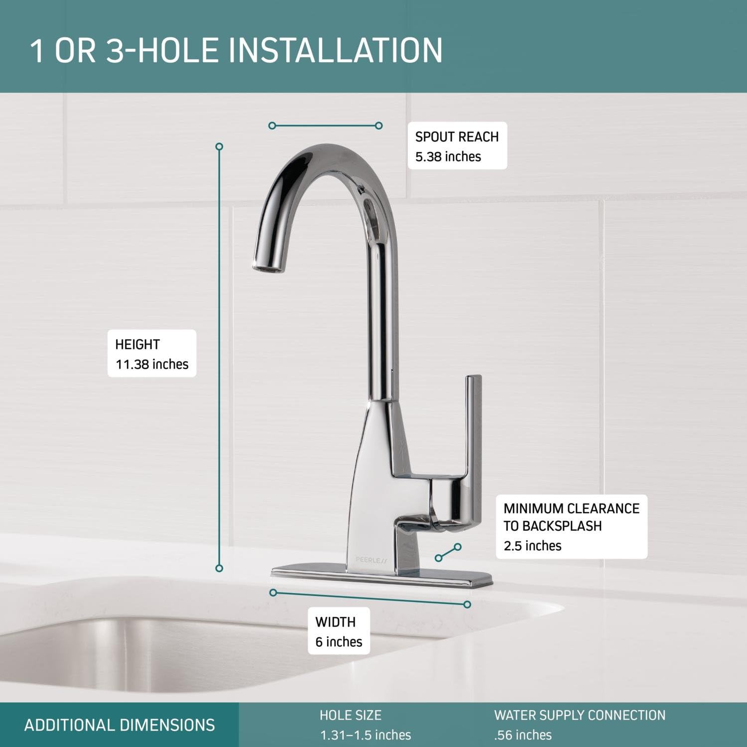 Peerless Xander Single-Handle Bar-Prep Kitchen Sink Faucet, Stainless P1819LF-SS - - 