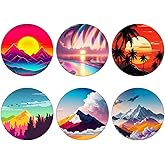 Nsotts (6 Pack) Collapsible Cell Phone Grip for Smartphones,Expanding Cellphone Holder for Phone and Case - Sunset Moutain Palm Tree