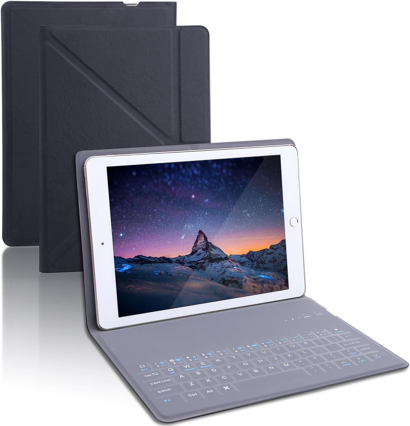 iPad Air Cover with Keyboard,Ultra Slim Keyboard with Scratch-Resistant Screen Material, for iPad pro 9.7 iPad Air 3/2/1 2017 the new iPad Samsung Galaxy Tab A 9.7(black