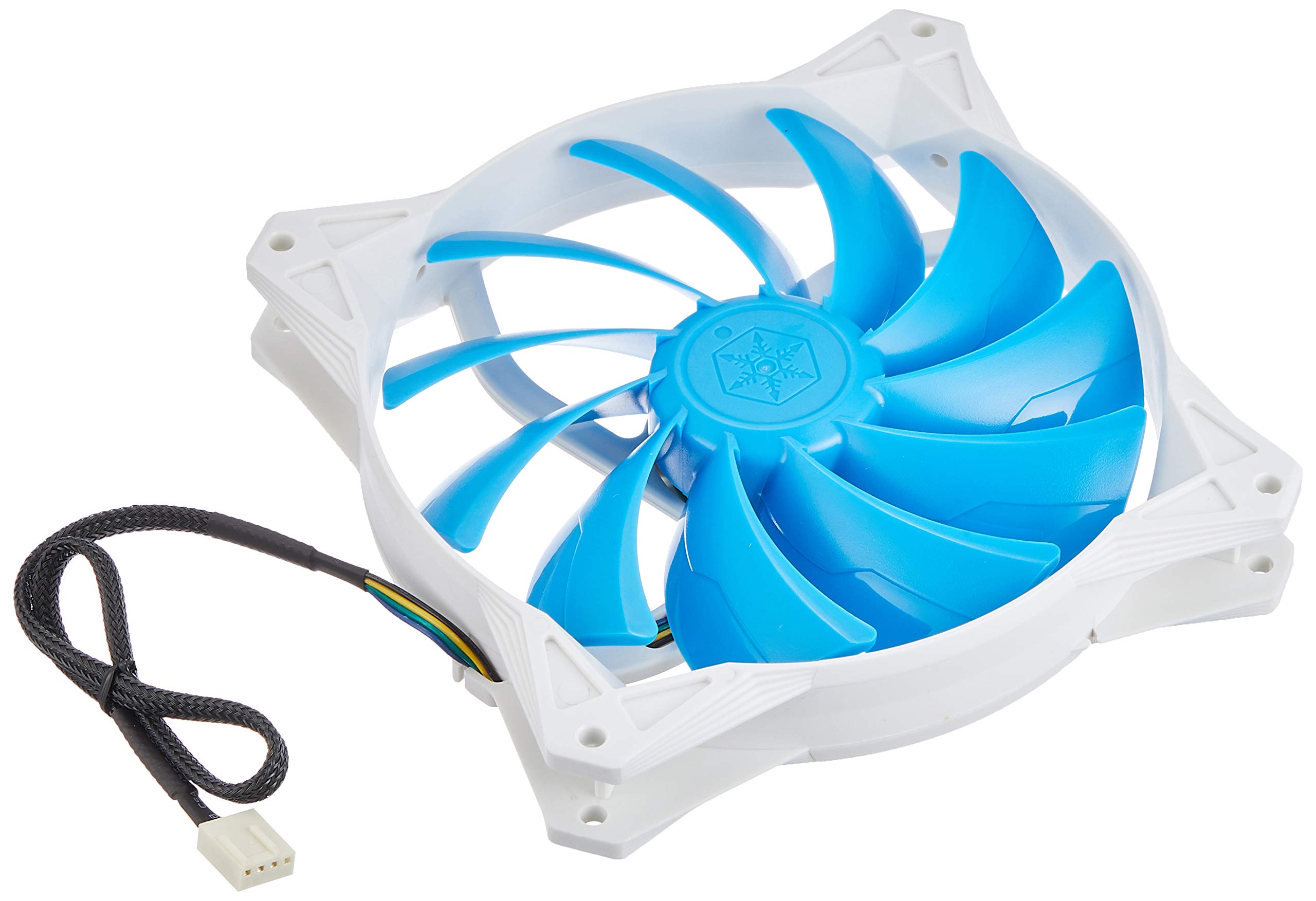 SilverStone SST-FQ141 - FQ Series Silent Computer Case Cooling Fan 140mm PWM, High Airflow, blue-white