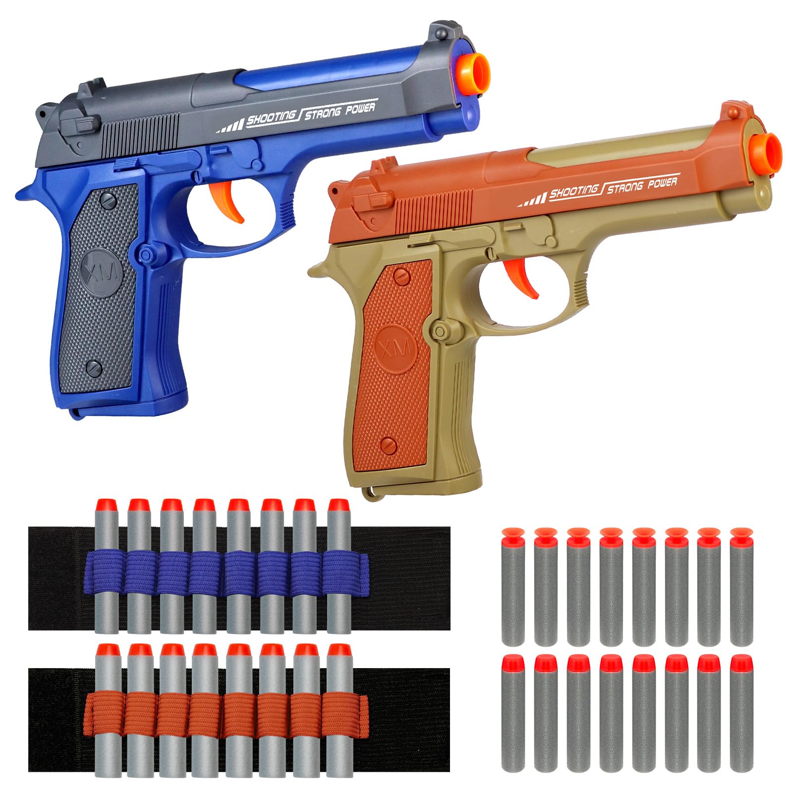 Photo 1 of 2 Pack Blaster Guns Boys Toy - with 20 Soft Foam Darts Bullets & 2 Wrist Bands - Christmas Birthday Hand Gun Toys Party Supplies for 3,4,5,6,7,8,9 Years Kids