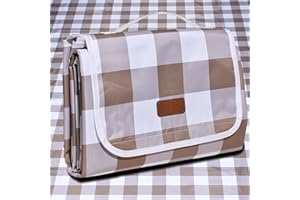 ALLBFENG 80"x60" Waterproof Sandproof Picnic Mat - Portable Foldable Outdoor Blanket for Beach, Park, Travel & Indoor Use - Lightweight Compact Design, Easy-Carry (Light Brown)