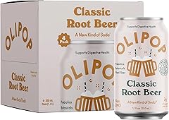 OLIPOP Prebiotic Soda Pop, Classic Root Beer, Prebiotics, Botanicals, Plant Fiber, 12 fl oz (4 Cans)