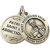 Silver Toned Base Catholic Patron Saint Medal Pendant, 3/4 Inch