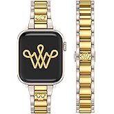 Wearlizer Compatible with Apple Watch Bands for Women 41/40/38/44/45/46/49/42mm, Dressy Metal Strap Designer Stainless Steel Gold Silver Bracelet for iWatch Series 11 10 9 8 7 6 5 4 3 SE/Ultra 3 2 1