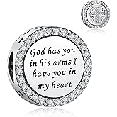 925 Sterling Silver Charms Fit Pandora Charms Bracelet God Has You In His Arms I Have You In My Heart Fit Wife Mother's Day Christmas Birthday Gift