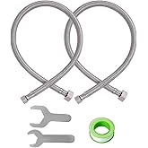 (2 Pack) SUNGATOR 16 Inch Faucet Supply Lines, 3/8" Female Comp Thread x 1/2" FIP Thread Sink Hose, 16" Stainless Steel Braided Faucet Supply Line for Bathroom, with 2 Wrenches and 1 Sealing Tape