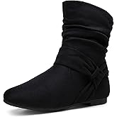 Vepose Women's Slouch Ankle Flat Boots Fashion Short Low Heel Zipper 939A Booties