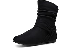 Vepose Women's Slouch Ankle Flat Boots Fashion Short Low Heel Zipper 939A Booties
