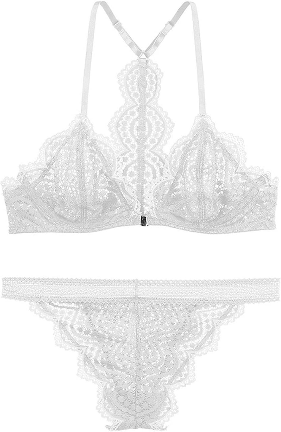 Womens Front buckle back lace bra and panty set teddy