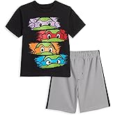 Nickelodeon Teenage Mutant Ninja Turtles T-Shirt and Mesh Shorts Outfit Set Toddler to Big Kid Sizes (2T - 10-12)
