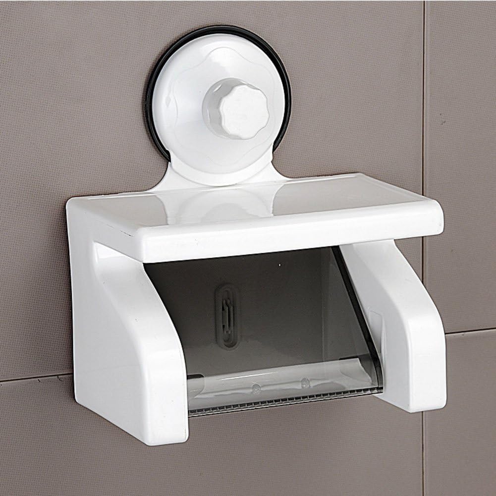 Toilet Paper Holders,Creative Restroom Tissue Box Loo roll Holder Wall Mounted Toilet Tray Waterproof Sucker Suction Wall-A