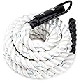Crown Sporting Goods 1.5" Gym Climbing Rope for Adults - Poly Dacron Twist with Carabiner Eyehook - Strength Conditioning, Physical Education Fitness Equipment, Home Workout