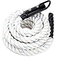 Crown Sporting Goods 1.5" Gym Climbing Rope for Adults - Poly Dacron Twist with Carabiner Eyehook - Strength Conditioning, Ph