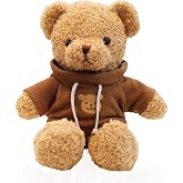 zhidiloveyou 15.7" Teddy Bear Plush Cute Stuffed Animal Soft Bear Toy Brown | with Hoodie, for Girls Boys Kids