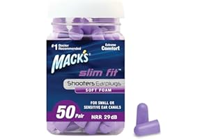 MACK'S Mack’s Slim Fit Soft Foam Shooting Ear Plugs, 50 Pair - Small Earplugs for Hunting, Tactical, Target, Skeet and Trap Shooting | Made in USA