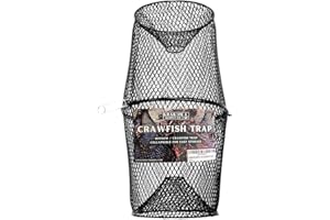 KRAKEN SUPPLY CO Crawfish Trap Crawdads Crayfish Trap Torpedo Heavy Duty Bait Trap Steel Mesh Wire Black with Clip Two-Piece Durable (1 Pack Trap)