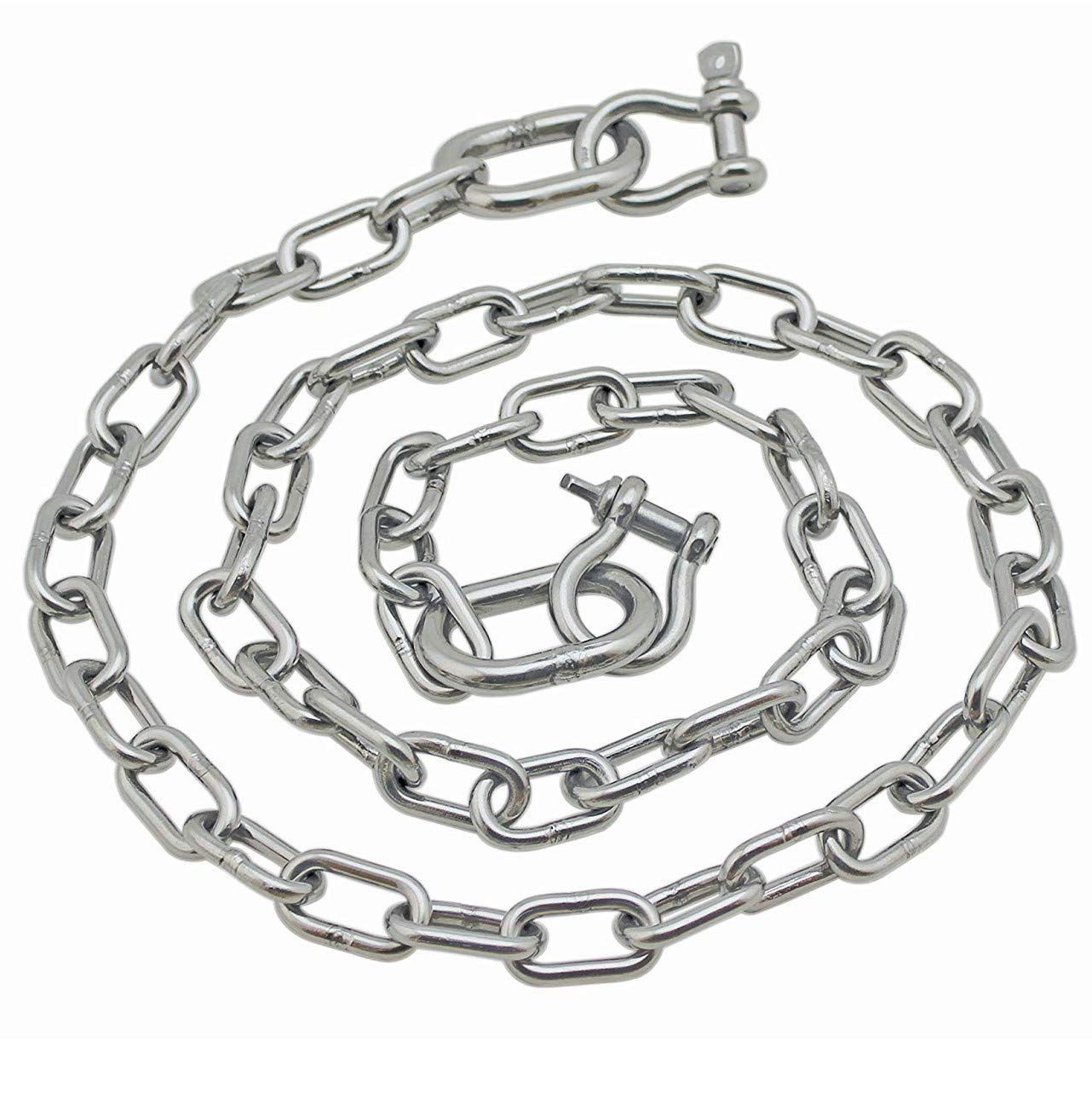 Stainless Steel 316 Anchor Chain 3/16" x 4' 3006.6575 with 1/4â€ Shackles