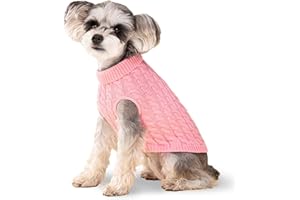 KRASTMON Dog Pullover Sweater Cozy Small Dog Warm Winter Sweater Turtleneck Knitwear Pink S