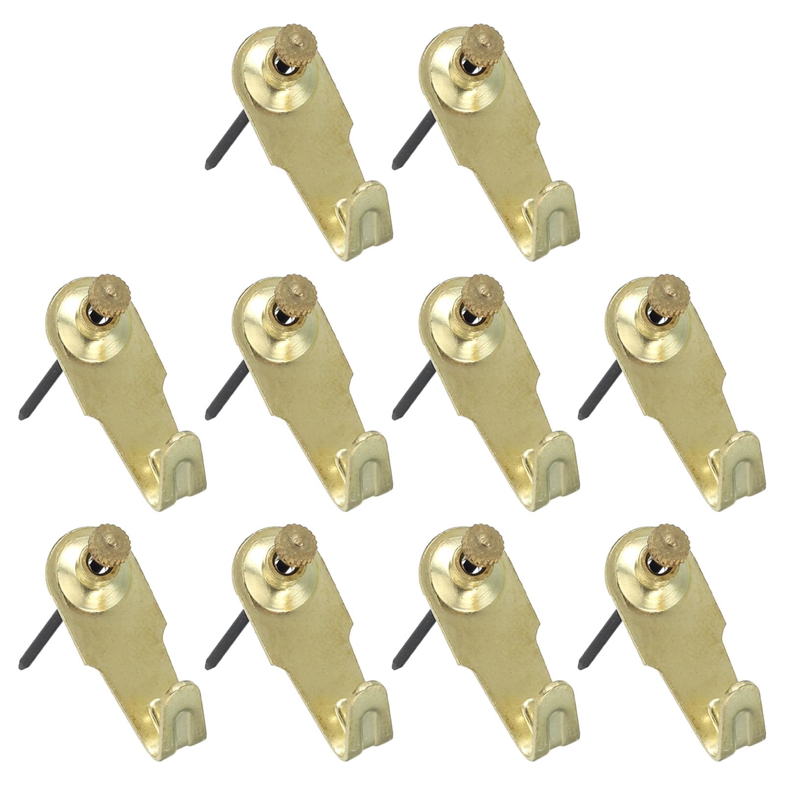 PATIKIL 20 Lbs Picture Hangers, 10 Set Photo Wall Hanging Hooks Nails Hardware Wall Pins Picture Hanging Kit on Wood Drywall for Home Decorating, Gold
