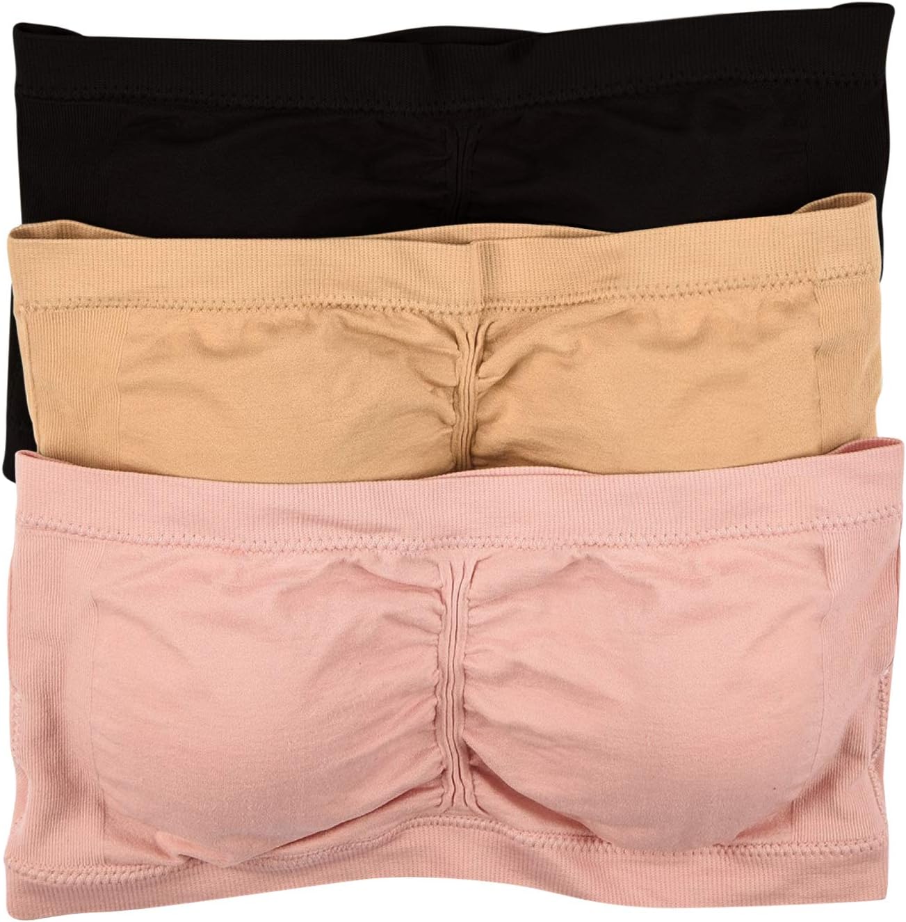 UNIQUE STYLES ASFOOR 3 Pieces Strapless Bandeau Bra Supportive Wireless Padded Tube Tops for Women