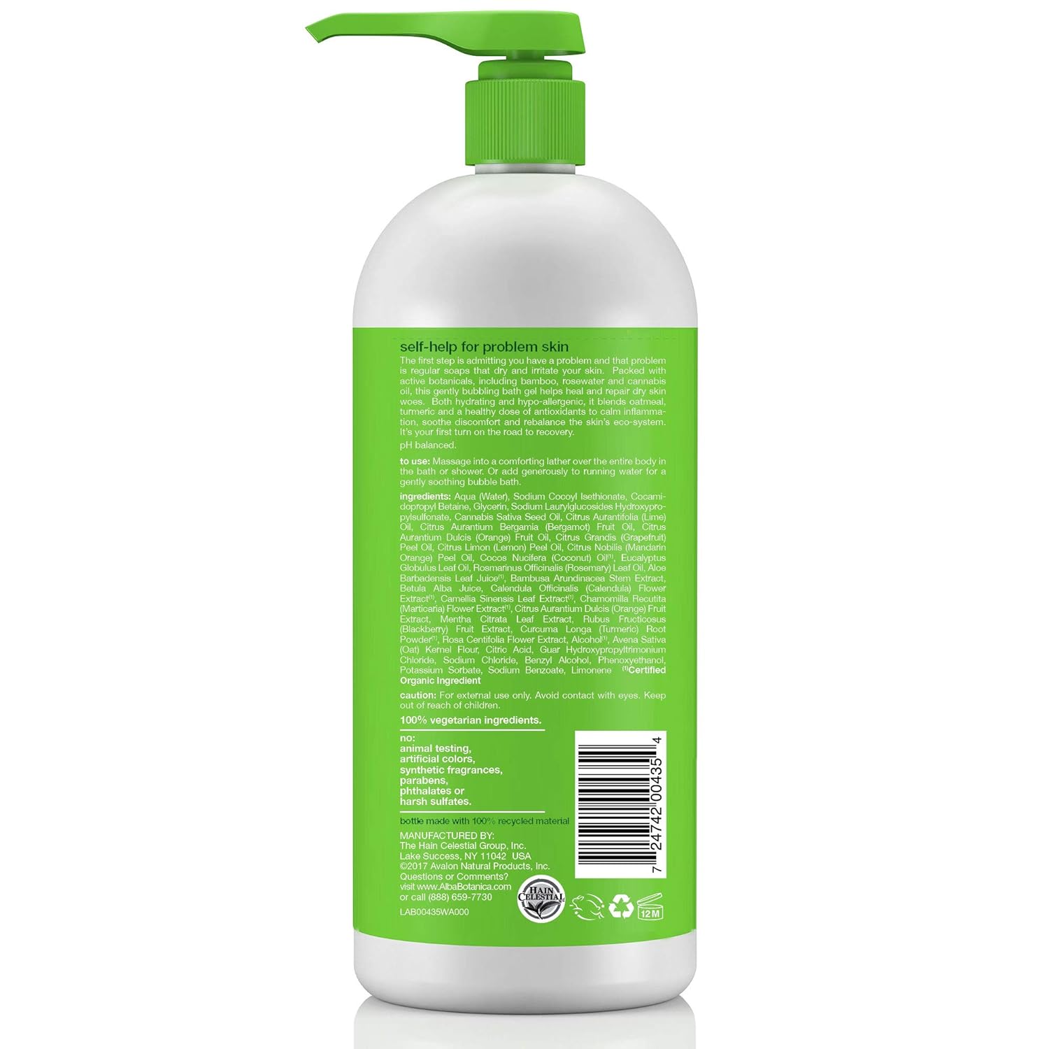 Alba Botanica Very Emollient Sparkling Mint Bath & Shower Gel, 32 oz. : Kids Body Wash : Beauty
