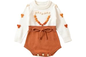 Karwuiio Toddler Infant Baby Girl Knit Sweater Romper Long Sleeve One Piece Jumpsuit Fall Winter Clothes