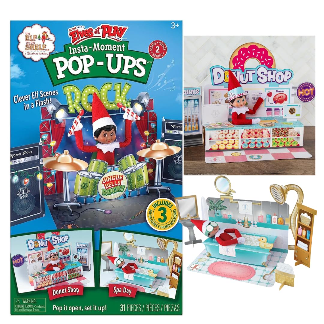 Elf on the Shelf Scout Elves at Play Insta-Moment Pop-Ups Series 2 : Perfectly Playful 2023 Accessories to Help Create Instant Elf Props Scenarios for 24 days