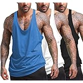 COOFANDY Men's 3 Pack Tank Tops Gym Workout Shirt Y-Back Sleeveless Muscle Fitness Bodybuilding Tank Shirts