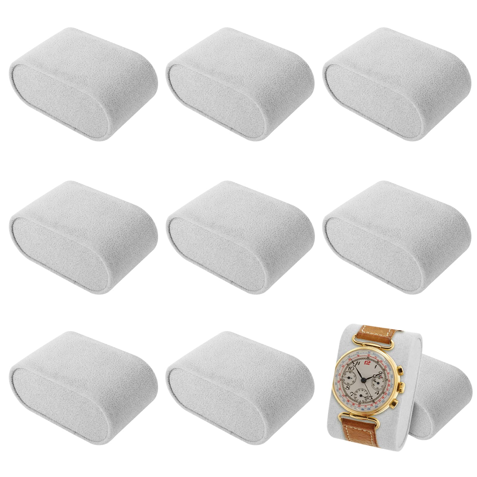 Boisbresil 8 x Watch Cushions, Watch Case, Jewellery Cushion, Watch, Cushion, Velvet Cushion, Display for Bracelet, Watch, Jewellery, Grey