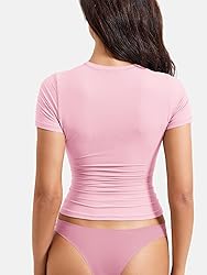 YEOREO Women Fitted Workout Tops Short Sleeve