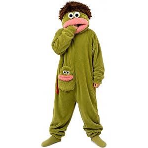 Adult Monster Onesie Halloween Funny Character Costume Hooded Pajama Outfit | Big Mouth Monster Design with Soft Cozy Feel Re