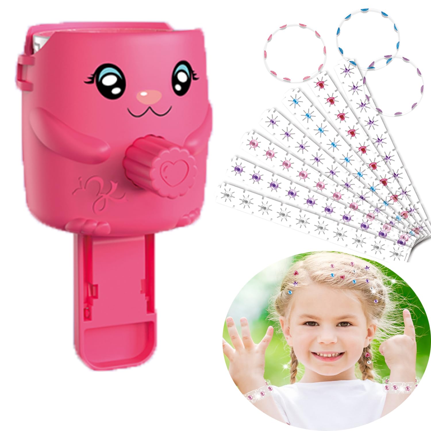 Hair Bedazzler Kit with 240pcs Rhinestones Diamonds Jewels, Quick and Easy Hair Glitter Machine for Women, Hair Gem Stamper with 120 Glitter Diamonds for Hair, Fashion, Anything.