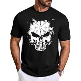 Aiyino Mens Slim Fit Viking Skull Graphic T Shirt Lightweight Tee | Lightweight Polyester, Soft Stretch Comfort, Everyday Wear, Breathable Fabric, Slim Fit