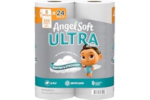 Angel Soft Ultra Toilet Paper, 6 Mega Rolls = 24 Regular Rolls, 2 Ply Toilet Tissue