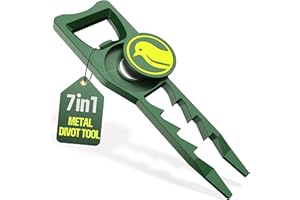 BirdieWorks 7-in-1 Metal Golf Divot Tool with Magnetic Ball Marker - Tee Height Setter, Bottle Opener, Groove Cleaner, Putting Alignment, Club Tee - Durable Green Accessory Gift for Men & Women