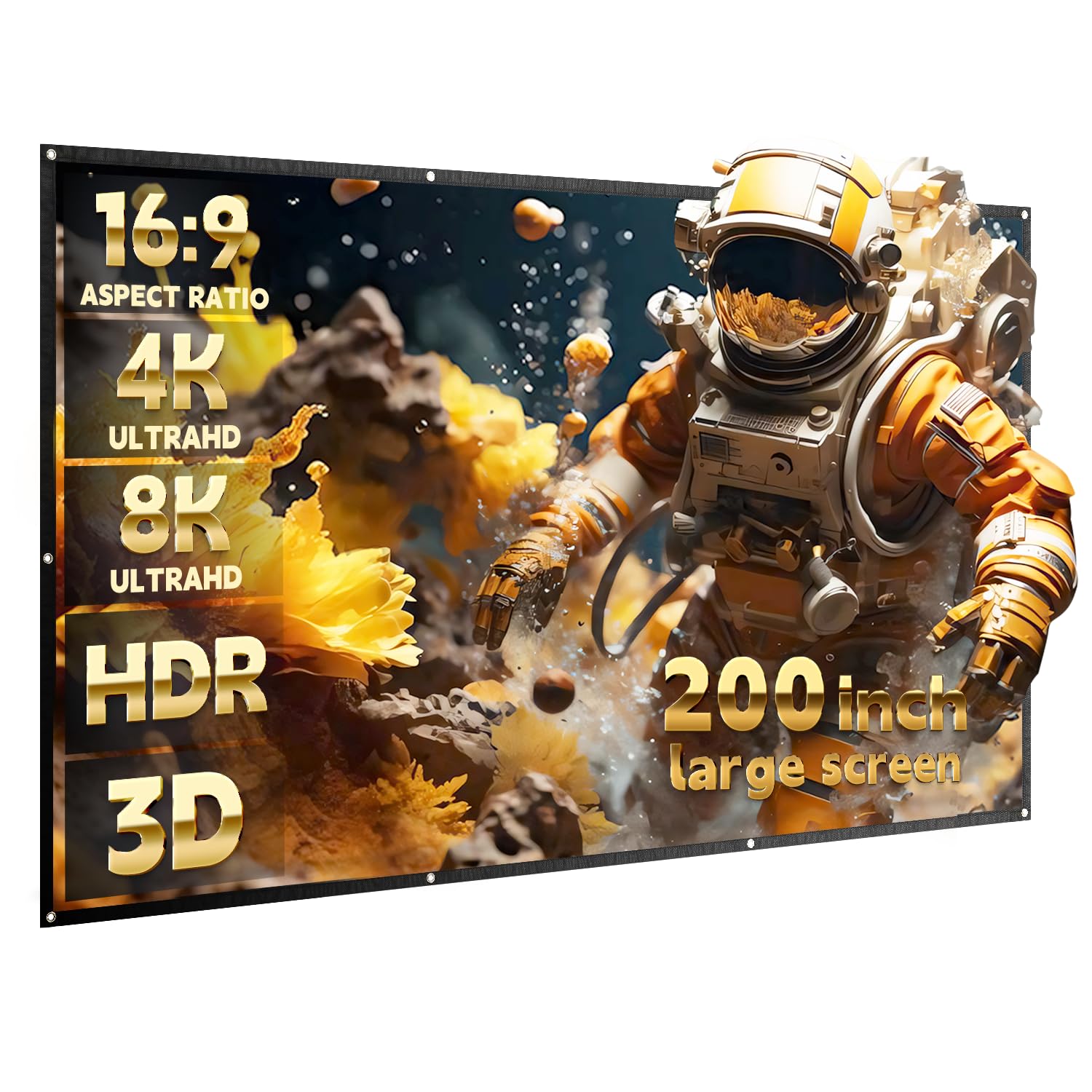 Photo 1 of GHKJOK 200-Inch Projector Screen 16:9 - Foldable, Portable, and Anti-Crease for Indoor/Outdoor Cinematic Experience