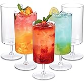Ciaell 12 Pack Clear Plastic Wine Goblets - 14 Oz Plastic Wine Glasses with Short Stem - Disposable Water Drinking Cups for Juice, Cocktail, Wine, Party