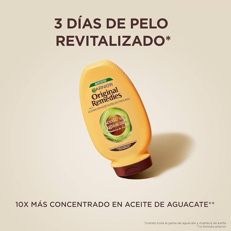 Garnier Original Remedies Óleo de Abacate e Condicionador de Manteiga de Karité para Cabelos Indisciplinados e Frizzy 250 ml