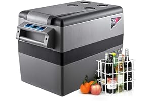 VBENLEM 12 Volt Refrigerator 45L(48qt) Fast Cooling Portable Freezer with App Control(-4℉~68℉) Car Fridge with 12/24v DC & 110-240v AC for Travel, Camping and Home Use, 48 Quart, Black