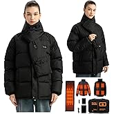 Fylno Heated Jacket, Heated Jackets For Women with Heated Scarf,Electric Womens Heated Jacket Men Electric Heated Jacket With Battery Pack Included 7.4v 3A