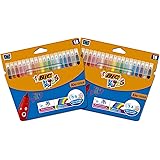 BIC Kids Kid Couleur Rotuladores de Colores de Punta Media, Varios Colores, 2 Packs de 18