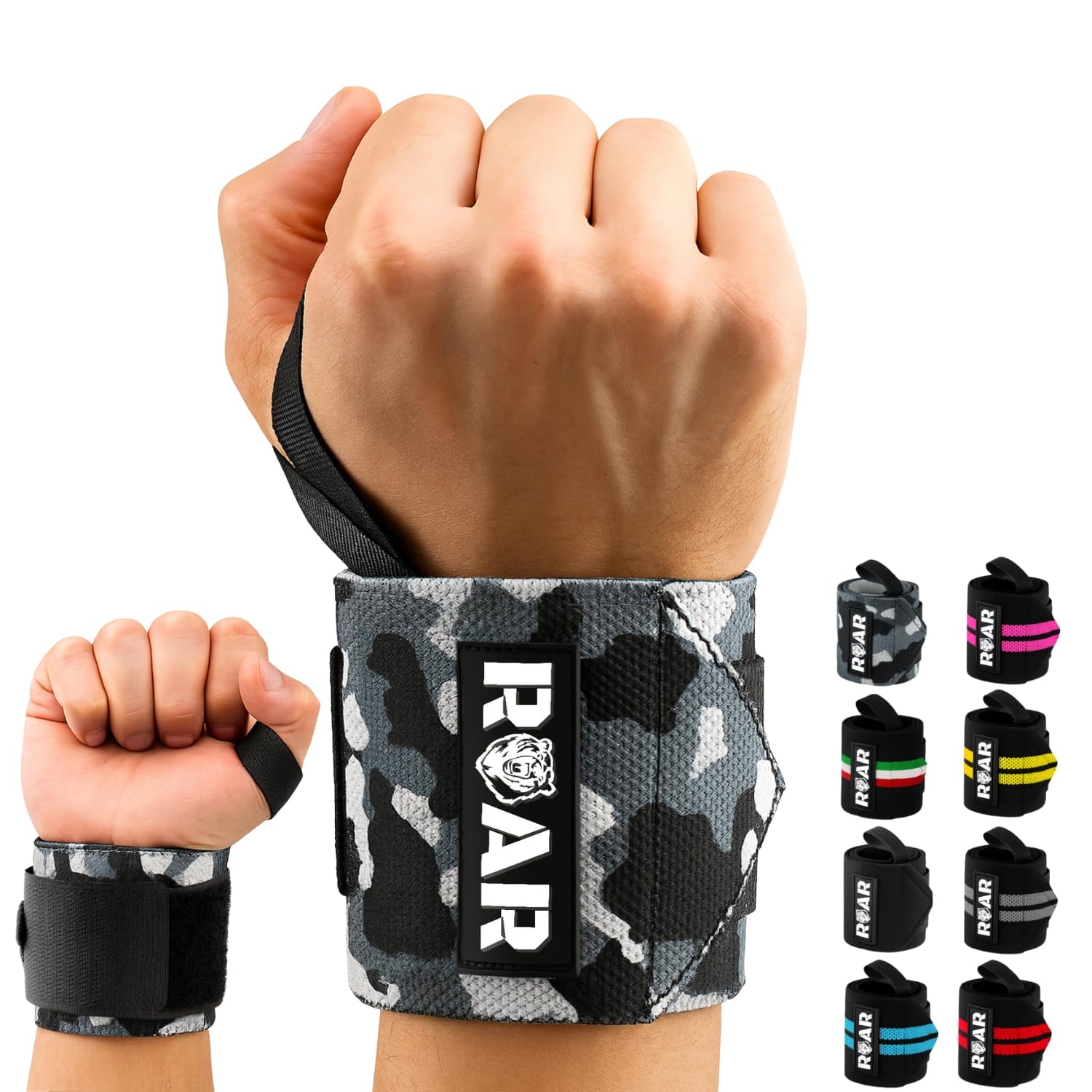Roar® Wrist Wraps, Weight Lifting Wrist Wraps, Crossfit Wrist Wraps, Wrist Support For Weight Lifting, Powerlifting Wrist Wraps, Wrist Strap Weightlifting, Gym Wrist Wraps (Camouflage)